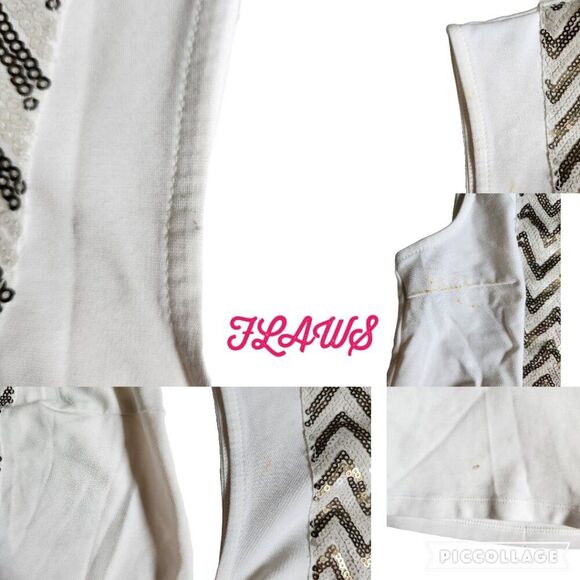 Trouve white brown cream gold sleeveless top sz XS - Picture 7 of 10